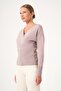 Women's Button Detail Double Breasted Sweater Mink 25298 - 5