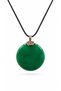 Green Agate Stone Religious Unisex Necklace with Allah Muhammad Written on Brass Apparatus - 2