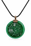 Green Agate Stone Religious Unisex Necklace with Allah Muhammad Written on Brass Apparatus