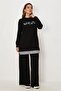 Text Printed Sweatshirt Tunic 46538 - 2