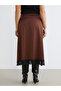 Plus size lace detailed satin skirt - 4
