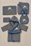 Newborn Embroidered Baby Bathrobe Set 5 Pieces Compatible with 0-2 Years Old 100% Cotton Curly Towels - Baby