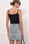 Women's Polka Dot Mini Denim Skirt 8086 - Blue - 4