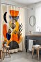 Bathroom Curtain, Abstract Orange Colors and Flowers Pattern Shower Curtain, Bathtub Curtain 175X200Cm - 5