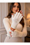 White Stone Detailed Knitwear Cutout Gloves Eld61 - 3