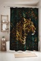 Bathroom Curtain, Feather and Gold Leopard Patterned Shower Curtain, Bathtub Curtain 175X200Cm