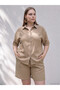 Trendlucky Plus Size Linen Blend Women's Shirt with Difference