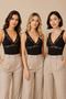 Women's 3-Piece Lace Detailed V-Neck Modal Cotton Flexible Undershirt Black