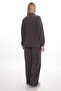 High Collar, Letter B Detail, Zipper and Snap Fasteners, Adjustable Waist, Elastic Corduroy, Plus Size Tracksuit Set - 4