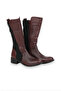 Burgundy Leather Women's Heeled Boots - 2