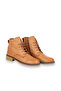 Tan Dark Leather Women's Flat Boots - 3