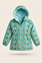 Girl's hooded printed coat with faux fur lining - 2