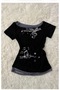 Polka Dot Grunge Blouse with Music Notes and Inserted Pieces