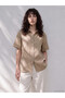 Lcw Petite Beige Linen Blend Women's Shirt