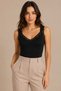 Women's 2-Piece Lace Detailed V-Neck Modal Cotton Flexible Undershirt Black - 2