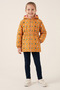 Girl's hooded printed coat with faux fur lining