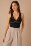 Women's 2-Piece Lace Detailed V-Neck Modal Cotton Flexible Undershirt Black-Powder - 4