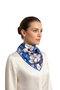 Cobalt Blue Nergis Pattern Silk Handkerchief - 2