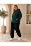 Women's Plus Size 3 Thread Oversize Hooded Sweatshirt and Black Jogger Sweatpants Set - 2