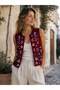 Elara Embroidered Tied Vest Women's Burgundy - 2