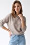 7038 Women's Crew Neck Wool Blend Relaxed Fit Sweater Mink - 5