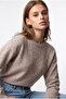 7038 Women's Crew Neck Wool Blend Relaxed Fit Sweater Mink - 2
