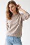 7038 Women's Crew Neck Wool Blend Relaxed Fit Sweater Mink - 6