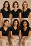 Women's 6-Piece V-Neck Short Sleeve Modal Cotton Flexible Undershirt Black