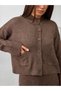 Women's Brown Buttoned Pocketed Knitwear Cardigan and Wide-Leg Pants 2-Piece Set - 4