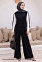 Flowy Casual Black Three-Piece Set - 2