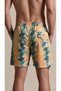 Sea and Ocean Marbling Pattern Mesh Pocket Swim Trunks Regular Fit Men's Swim Shorts Yellow-Blue Elastic Waist Pool Shorts - 3