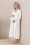 Women's Ecru Lace Maternity Nightgown Set with a Dressing Gown for Easy Breastfeeding - 3