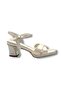 508-26 Skin Pearlescent Cross Strap Thick Nickel Plated Heel Women's Sandals - 2