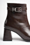 Women's Bitter Brown Buckle-Strapped Thick-Heeled Square-Toe Boots & Booties - 4