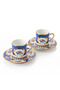 Bleu Royale Luxury 2-Person Coffee Cup Set 4 Pieces - Blue / Floral Pattern & Gold Gilt - 6