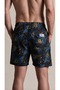 Peacock Pattern Mesh Pocket Swimsuit Regular Fit Men's Swim Shorts Black-Green-Blue Elastic Waist Pool Shorts - 3