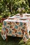 Butterfly Patterned Soft Textured Raw Linen Tablecloth - 160X220 cm