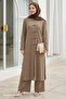 Tunic with Slit Detail Camel Set
