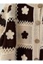 Lottie Floral Motif Buttoned Crochet Cardigan Women's Cream - Brown - 2