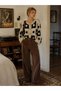 Lottie Floral Motif Buttoned Crochet Cardigan Women's Cream - Black - 2