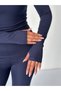 Winter Fleece Lined Crew Neck Long Sleeve Body Blouse with Finger Detail - 9