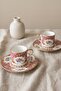 Pudra Royale Luxury 2-Person Coffee Cup Set 4 Pieces - Powder / Floral Pattern & Gold Gilded