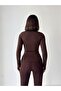 Winter Fleece Lined Crew Neck Long Sleeve Body Blouse with Finger Detail - 5