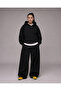 Unisex Black 3 Thread Oversize Hooded Sweatshirt and Baggy Wide Leg Sweatpants Set - 3