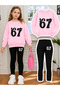 Girl's Crew Neck Sweatshirt and Leggings Set