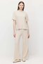 Women's Comfortable Cut Textured Pants with Elastic Waist