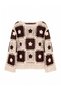 Lottie Floral Motif Buttoned Crochet Cardigan Women's Cream - Brown - 4
