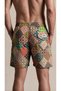 Kaleo Mosaic Pattern Mesh Pocket Swimsuit Regular Fit Men's Swim Shorts Green-Orange-White Elastic Waist Pool Shorts - 3