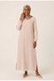 Hijab Dress with Elastic Sleeves, Bead Detail on the Front, Two Side Short Slits, Long Dress - 3