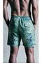 Göcek Ebru Pattern Mesh Pocket Swimsuit Regular Fit Men's Swim Shorts Green-Blue Elastic Waist Pool Shorts - 3